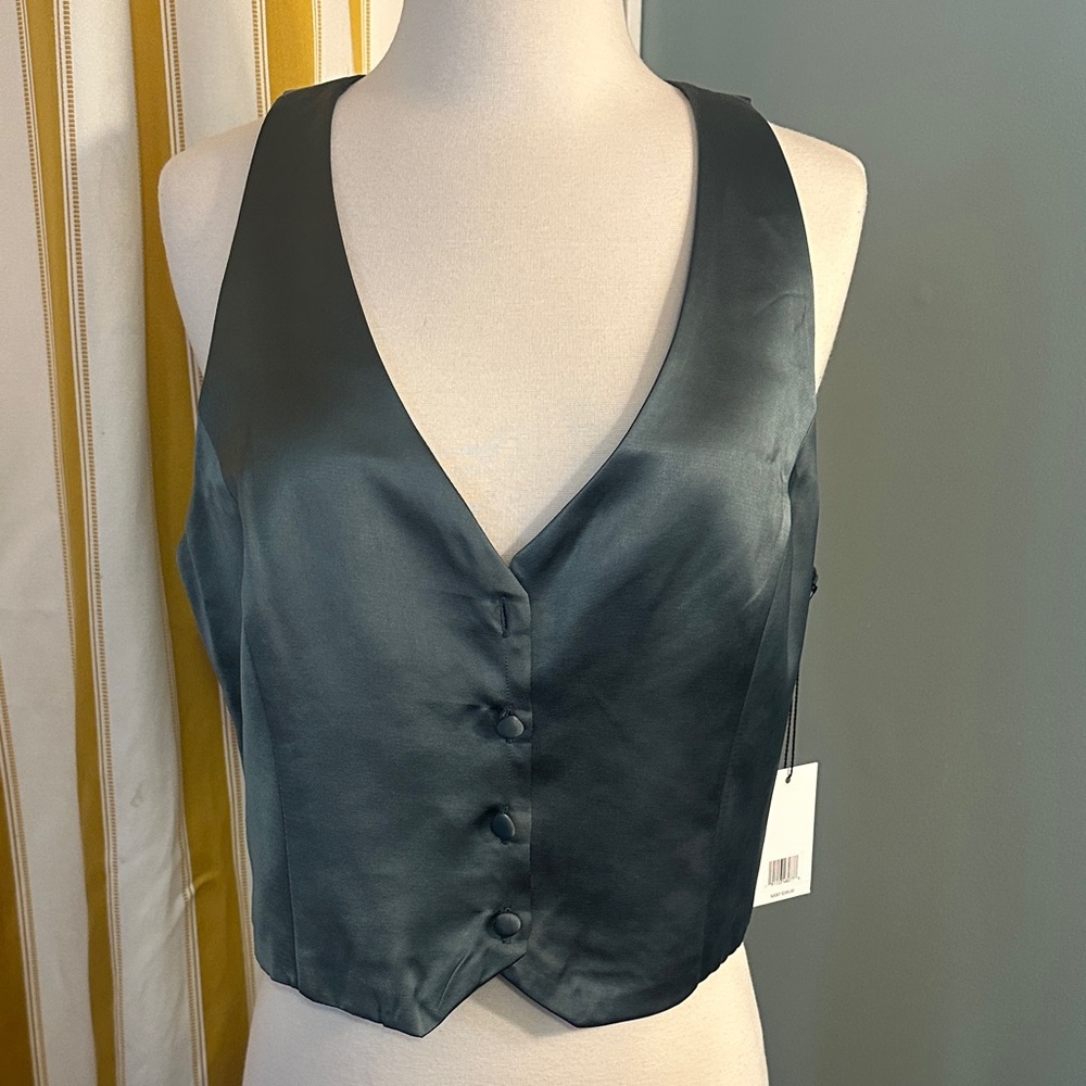 Jason Wu Black Satin Button Down Top